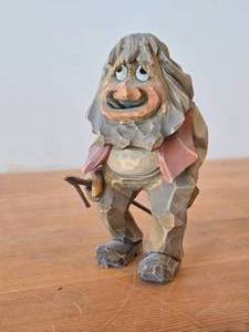 Vintage 6 34 Norwegian Troll theme Hand carved Wood Figurine by MLH (on bottom) (Signed) by Henning (Norway)  Folk Art style