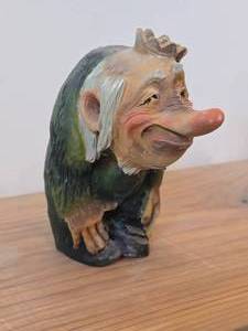 Vintage 6 Troll King theme Hand carved Wood Figurine by Henning Engelsen (Norway)