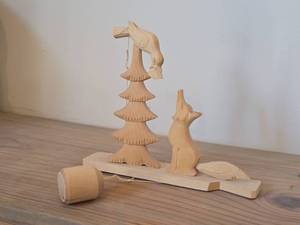 Traditional Russian Bogovodsk Moving Toy Depicting Scene from Fable of Crow and Fox