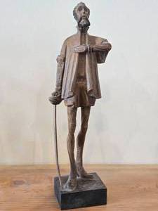 Vintage 14 Don Quixote theme Hand carved Wood Figurine by Ouro Artesania (Spain)