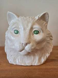 Vintage Italian Majolica Cat theme Pottery Collectible Dish (Signed) by Meiselmen Imports (Italy)