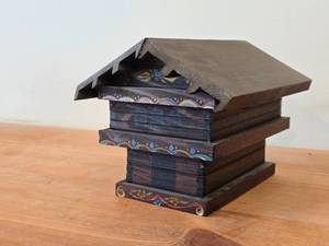 Vintage Handcrafted Hand painted Swiss Chalet  Black Forest Cabin in Norwegian Rosemaling