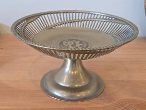 Vintage Asian Brass Pedestal Bowl Mid 20th Century style (Korea)