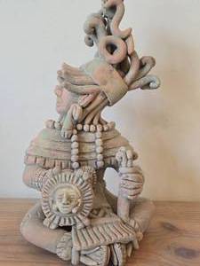 Mayan Aztec Terra-cotta  Clay Statue (Made in Mexico)