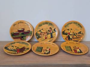 Lot of (6) Vintage 6 Norwegian Collectible Decorative Plates Featuring Traditional Folk Art (Norway)