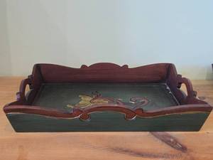 Wooden Serving Tray by Bebe� (Norway)  Norwegian Rosemaling style  16 x 12 x 2 12