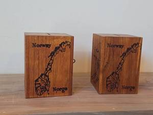 Lot of (2) Vintage Toystalgia 1979 Wooden Musical Bank with (4) Norwegian Themed Scenes (Stamped on Bottom)