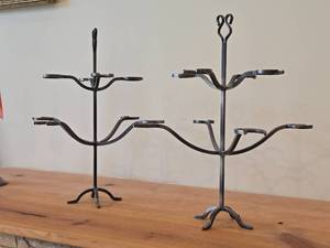 Lot of (2) Blacksmith Forged Metal Cocktail Tree Stand (Holds up to 8 Glasses)