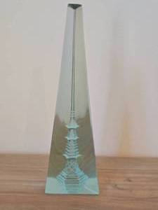 Vintage Japanese Cut Crystal Art Glass Pyramid Obelisk Sculpture