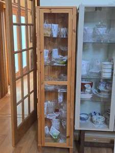 Wood  Glass-Door Display Cabinet 1-door4-Glass Shelf 17 12 wide x 13 deep x 70 12 tall