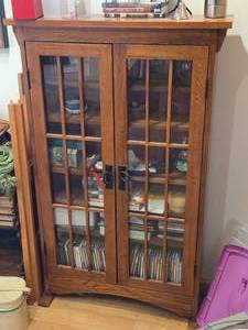 Wood  Glass-Door Bookcase 2-door6-Wood Shelf 26 wide x 8 deep x 45 tall