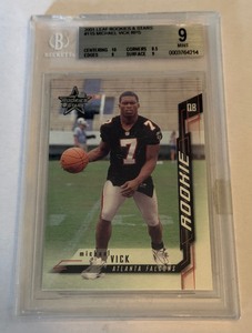 Michael Vick RC Beckett 9 Mint 2001 Leaf Rookies & Stars #115 Football Card