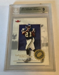 LaDainian Tomlinson RC Beckett 9 Mint 2001 Fleer Authority #113 Rookie Football Card