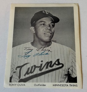Tony Oliva Early Auto Minnesota Twins Team Issed Baseball Photo