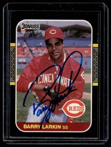 Barry Larkin Autographed RC 1987 Donruss #492 Rookie Baseball Card