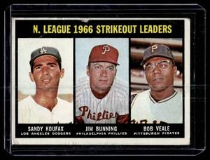Sandy Koufax  Jim Bunning 1967 Topps #238 NL Strikeout Leaders Vintage Baseball Card