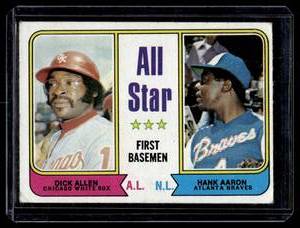 Hank Aaron  Dick Allen 1974 Topps #322 All Star 1st Basemen Vintage Baseball Card