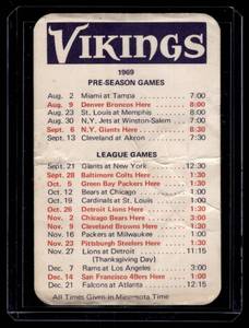 1969 Minnesota Vikings Vintage Pocket Schedule