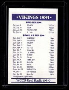 1984 Minnesota Vikings and University of Minnesota Vintage Pocket Schedule