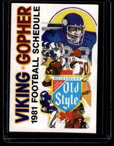 1981 Minnesota Vikings and University of Minnesota Old Style Vintage Pocket Schedule
