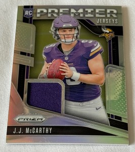 JJ McCarthy RC Relic 2024 PrizmPremier Jerseys #PJ-JJM Minneosta Vikings Rookie Football Card