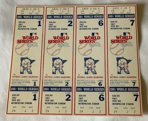 1981 World Series Phanton Ticket Set - Minnesota Twins Baseball