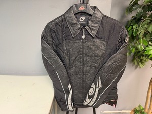 Womens Black Leather Biker Jacket Size 12