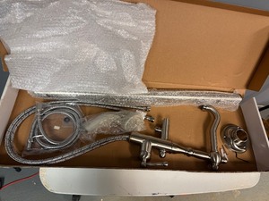 Free Standing Brushed Nickel Tub Faucet with Hand Shower. Never installed. In original box.