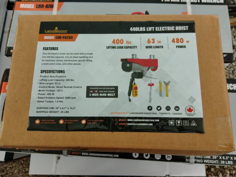 440 LBS Lift Electric Hoist