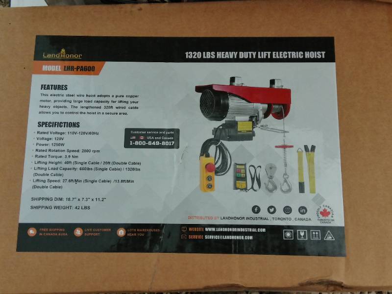 1320 LBS Heavy Duty Lift Electric Hoist