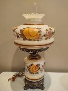 Gone with the Wind Large Hand Painted Hurricane Lamp