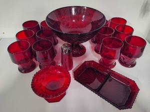 Ruby Red Glasses & Accessory Pieces