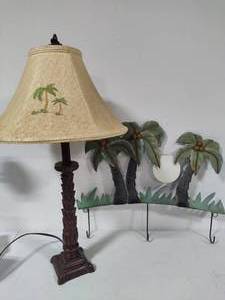 Palm Tree Themed Lamp & Hooks