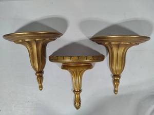 Three Gold Colored Wall Sconces