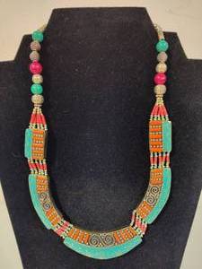 Tibetian Style Necklace Featuring Turquoise & Corals