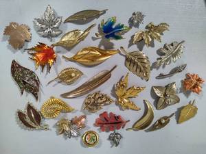 Large Lot of Leaf Brooches