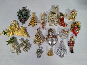 Assorted ChristmasHoliday Brooches - Many Stamped