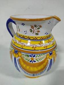 Mexican Talavara Hand Painted Pitcher - Signed