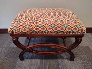 Carved Wood Upholstered Bench