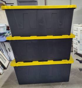 Three Large (55gallon) Heavy Duty Totes wLids