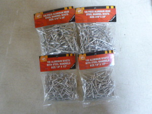 4 Bags of PTC Aluminum Head Steel Mandrel Rivets