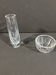 Crystal Glass Vase & Bowl (Lot of 2)