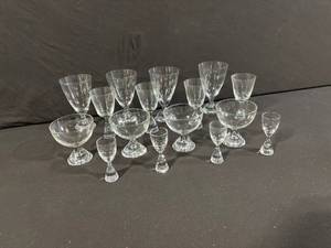 Lead Crystal Stemware Set - Assorted Goblets & Cordial Glasses