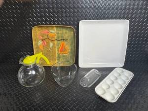 FORESIDE Pear-Design Plate & Glassware Set with Egg Tray & Butter Dish