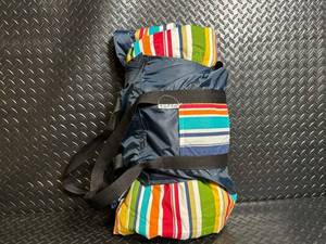 Tuffo Nap Mat - Striped Multi-Color Pattern, Navy Backing, Foldable Daycare Mat