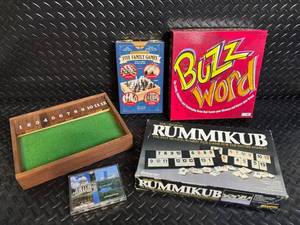 Rummikub Original & Buzz Word & Five Family Games Board Game Lot - Travel Sets