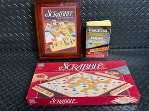 Scrabble Vintage Crossword Game Set with The Official Dictionary & Framed Poster