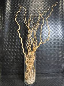 Decorative Twisted Branches in Clear Glass Vase with Pebbles