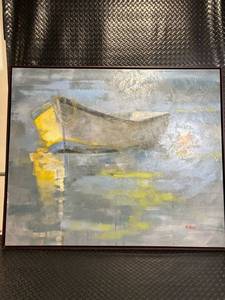 Newman Boat Scene (Abstract) - Oil on Canvas, Framed