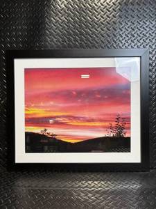 Sunset Landscape Photograph - Framed in Black Frame with White Mat